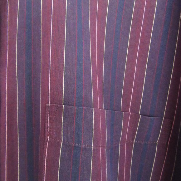NICOLE MILLER burgundy & navy striped men's long sleeved shirt - XL - 17 34/35 - Picture 5 of 7